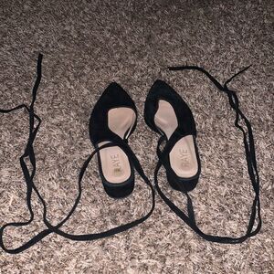 RAYE black lace-up mules w/ 1” heel, size 5.5